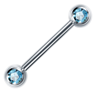 14G Light Sapphire 12mm Internally Threaded G23 Titanium Nipple Bar Tongue Bar Barbell Piercing Jewellery 1