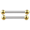 14g Gold Internally Threaded Titanium Anodised Surgical Steel 14mm or 16mm Barbell Tongue Nipple Piercing Jewellery