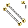 14g Gold Internally Threaded Titanium Anodised Surgical Steel 14mm or 16mm Barbell Tongue Nipple Piercing Jewellery Threading