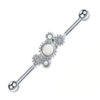 14g Opalite Stone 38mm Surgical Steel Industrial Barbell Scaffold Piercing Jewellery