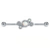 14g Opalite Stone 38mm Surgical Steel Industrial Barbells Scaffold Piercing Jewellery