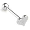 14g Silver Titanium Anodised Surgical Steel Textured Heart Tongue Bar Piercings