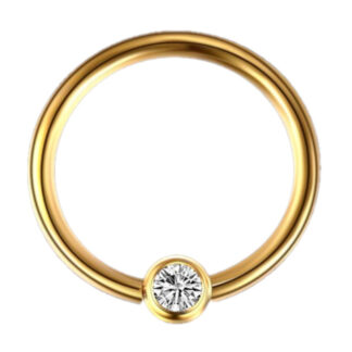 16G Gold 10mm G23 Titanium Crystal Captive Bead Ring Lip Ear Nipple Eyebrow Septum Piercing Jewellery
