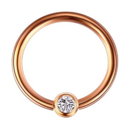 16G Rose Gold 10mm G23 Titanium Crystal Captive Bead Ring Lip Ear Nipple Eyebrow Septum Piercing Jewellery
