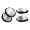 16g 6mm Silver Surgical Steel Rubber O Ring Fake 10mm Plug Tunnel Cartilage Ears Studs