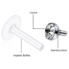 16g Crystal 8mm Clear Bioflex Labret Monroe Lip Stud Tragus Ear Cartilage Piercing Material