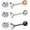 16g Crystal Heart 6mm Titanium Anodised Surgical Steel Tragus Helix Cartilage Ear Stud Piercing
