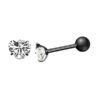 16g Crystal Heart Black 6mm Titanium Anodied Surgical Steel Tragus Helix Cartilage Ear Stud Piercing