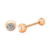 16g Encased Round Crystal Rose Gold 6mm Titanium Anodied Surgical Steel Tragus Helix Cartilage Ear Stud Piercing