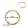 16g G23 Gold Titanium Hinged Segment Clicker Ring Nipple Ear Cartilage Eyebrow Lip Piercing Size