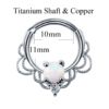 16g Opalite Stone 10mm Silver Titanium Closure Copper Septum Ear Cartilage Tragus Daith Nipple Piercing Size