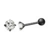 16g Round Crystal Black 6mm Titanium Anodied Surgical Steel Tragus Helix Cartilage Ear Stud Piercing