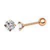 16g Round Crystal Rose Gold 6mm Titanium Anodied Surgical Steel Tragus Helix Cartilage Ear Stud Piercing