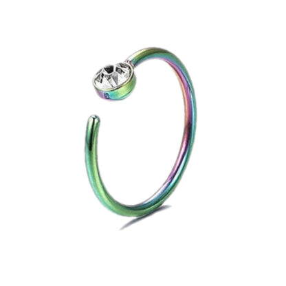 20g Crystal 8mm Rainbow Titanium Anodised Surgical Steel Nose Hoop Nose Ring