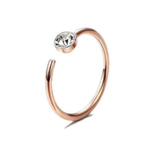 20g Crystal 8mm Rose Gold Titanium Anodised Surgical Steel Nose Hoop Nose Ring