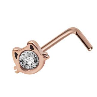 20g Rose Gold 7mm Titanium Anodised Surgical Steel Crystal Cat Nose Stud