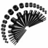 Black Surgical Stainless Steel Screw Fit Plugs & Tapers Stretching Kit  (36PC) (14GA   00GA)