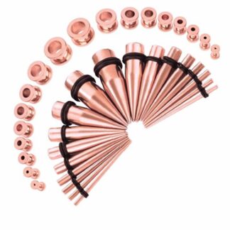 Rose Gold Surgical Stainless Steel Screw Fit Plugs & Tapers Stretching Kit  (36PC) (14GA   00GA)