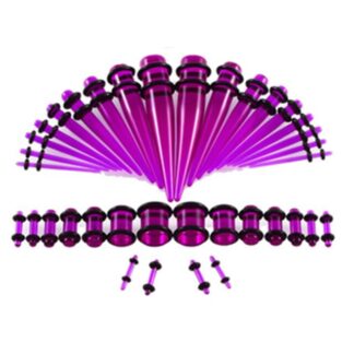 Transparent Purple Acrylic Plugs & Tapers Stretching Kit (36PC)