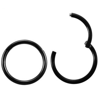 16g Black Titanium Anodised Hinged Segment Clicker Ring Nipple Ear Cartilage Eyebrpw Lip Piercings