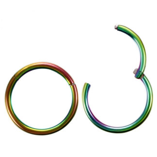 16g Rainbow Titanium Anodised Hinged Segment Clicker Ring Nipple Ear Cartilage Eyebrpw Lip Piercings