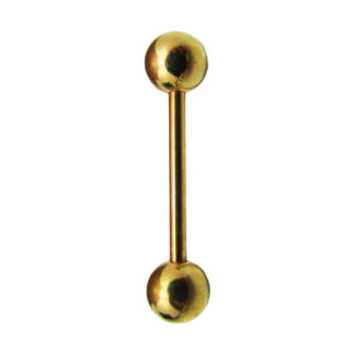 Round Ball Titanium Anodised 316L Surgical Steel Barbell 14ga   Gold