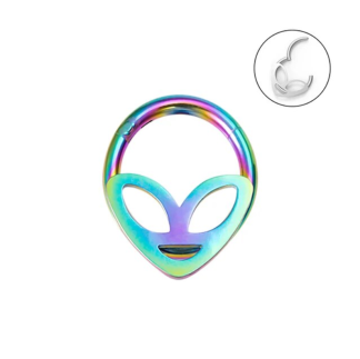 16G Titanium Anodised Rainbow Alien Septum Ear Cartilage Tragus Daith Helix Piercings