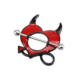 14g 316L Stainless Steel Red Devil Heart Barbell Shield Piercings